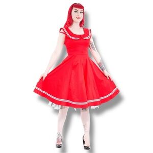 Hearts and Roses London sailor swing dress in red  sz. XXL 2x